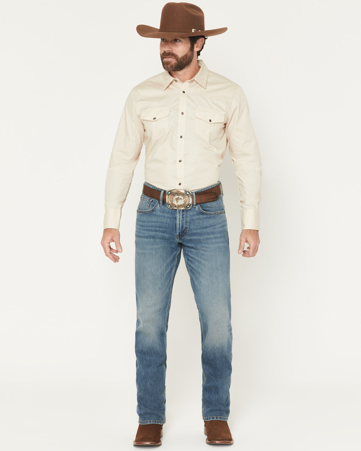 RANK 45&reg; Men's Rider-Flex Roadrunner Wash Ambush Slim Straight 4-Way Stretch Denim Jeans, Medium Wash, hi-res