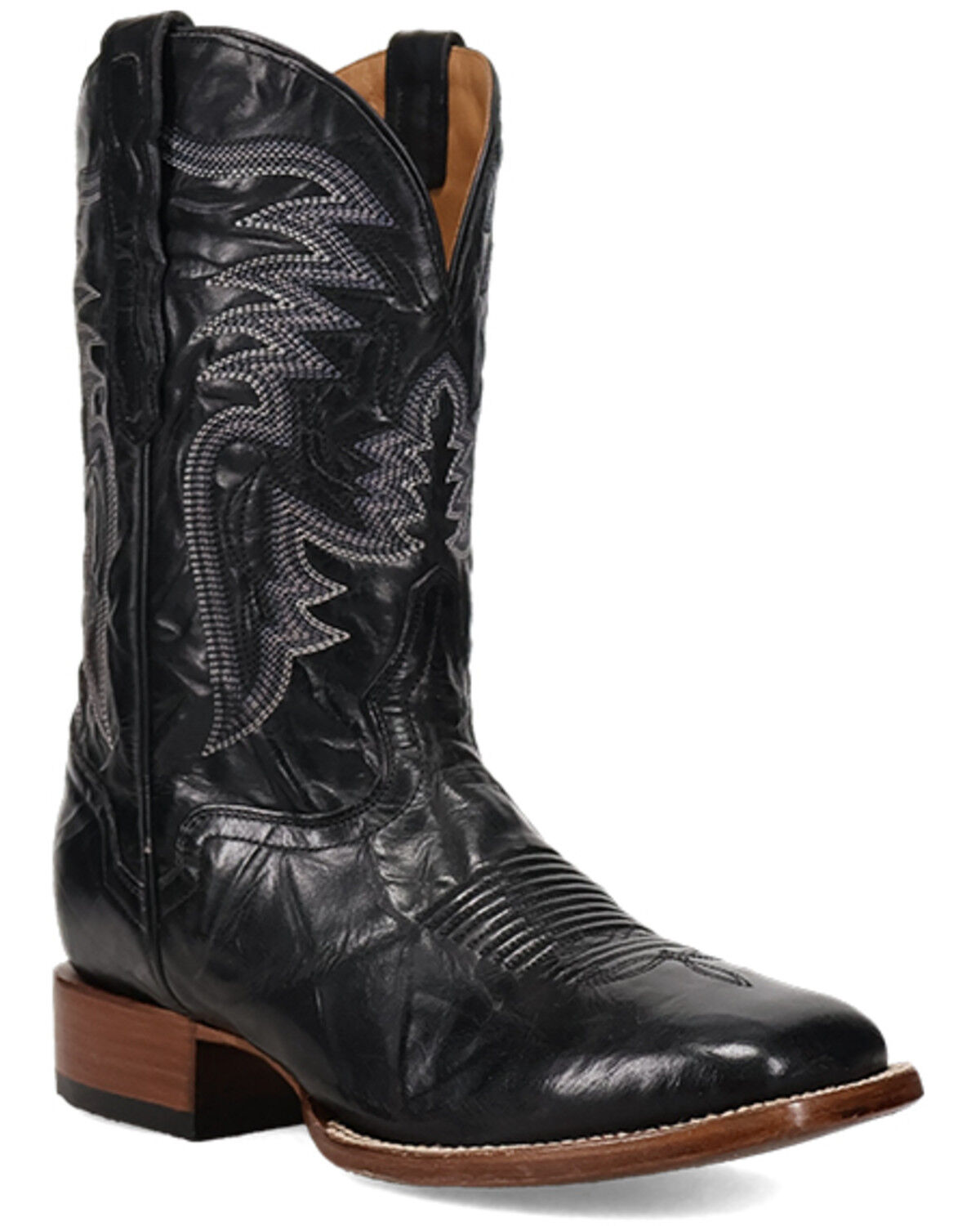 Image #1 - El Dorado Men's Crunch Western Boots - Broad Square Toe, Black, hi-res