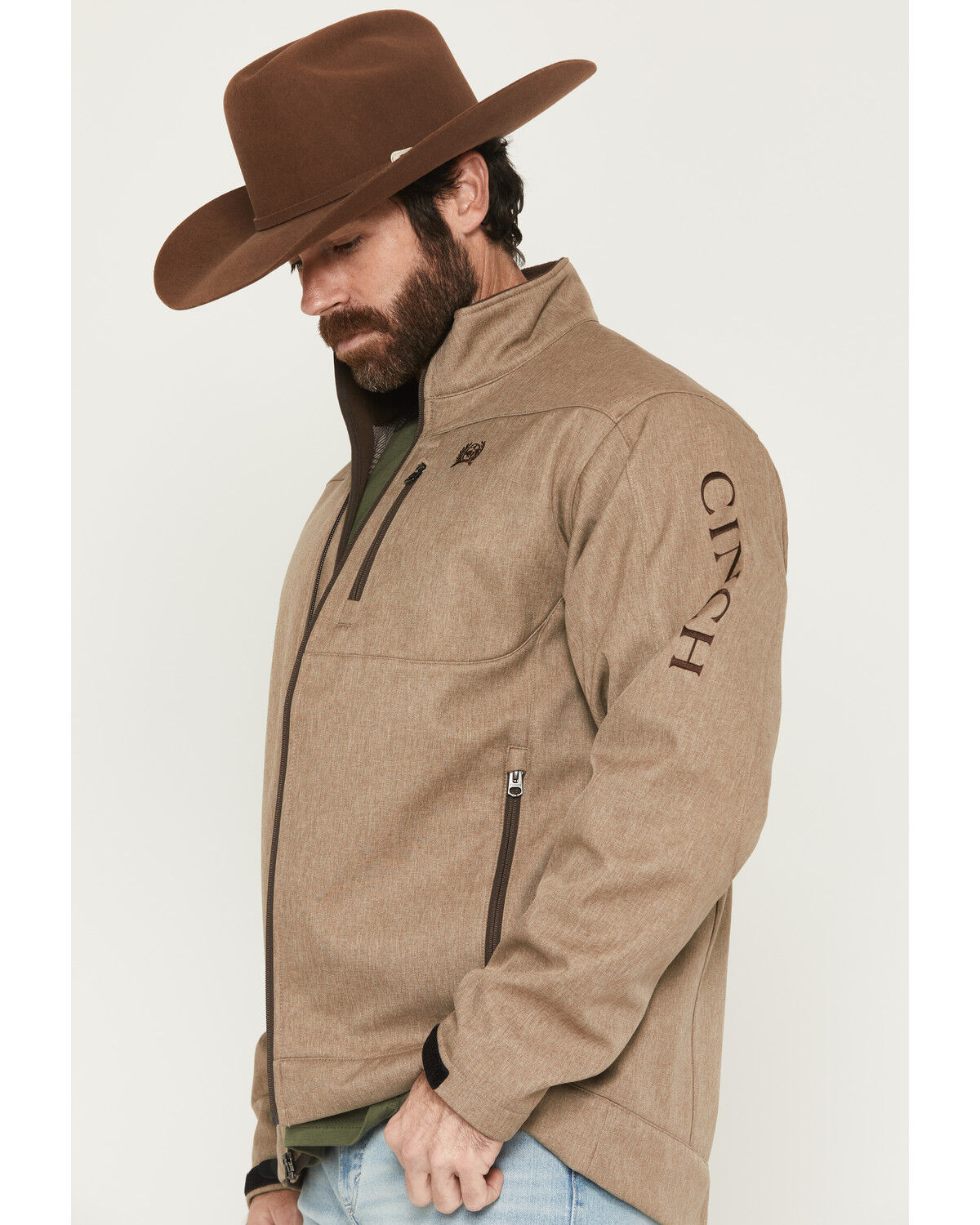 Image #2 - Cinch Men's Bonded Softshell Jacket, Stone, hi-res