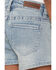 Image #3 - Rock & Roll Denim Girls' Front Yoke Fringe Pocket Shorts, Blue, hi-res