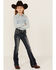 Image #1 - Grace in LA Girls' Dark Wash Mid Rise Bootcut Jeans , Medium Wash, hi-res