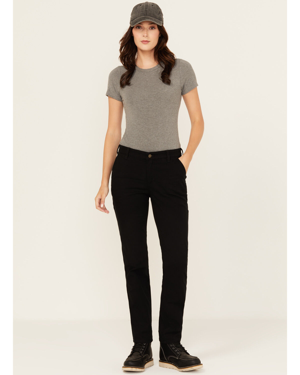 Carhartt Women's Rugged Flex&reg; Relaxed Fit Canvas Work Pants, Black, hi-res