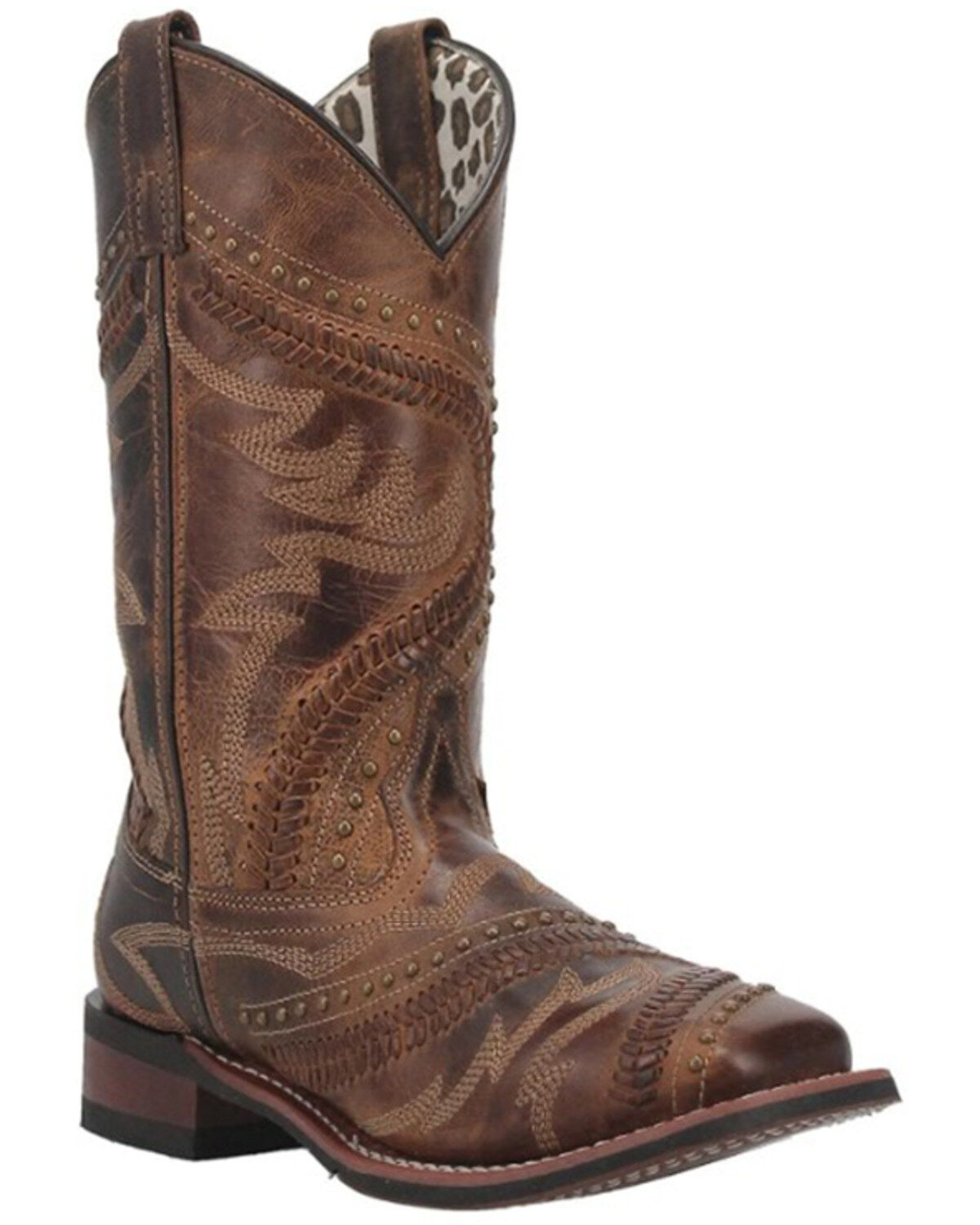 Image #1 - Laredo Women's Charli Performance Western Boots - Broad Square Toe, Distressed Brown, hi-res