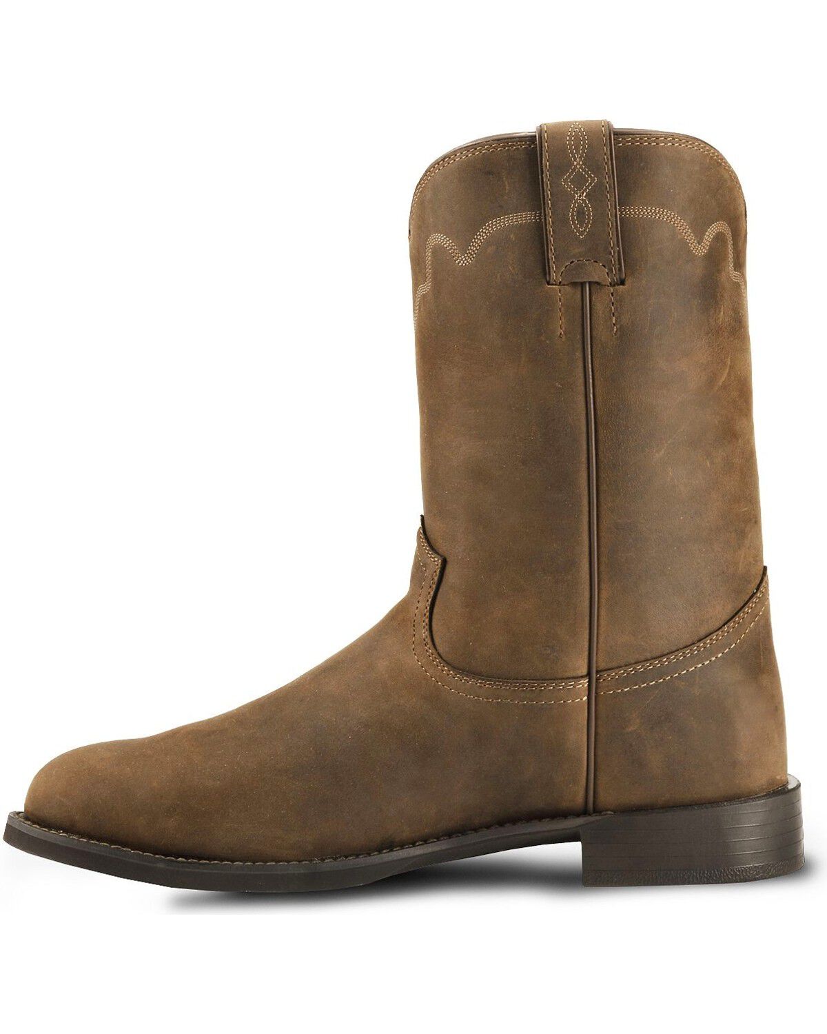Image #3 - Justin Men's Stampede Roper Performance Western Boots - Round Toe, Bay Apache, hi-res