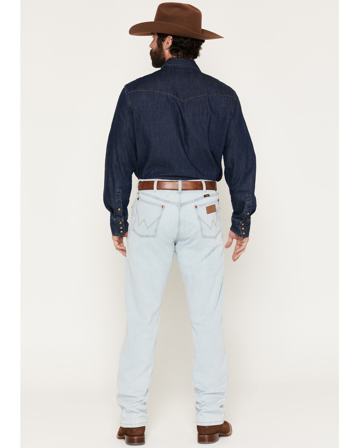 Image #3 - Wrangler Men's 13MWZ Toughlite Light Wash Cowboy Cut Straight Stretch Denim Jeans, Light Wash, hi-res