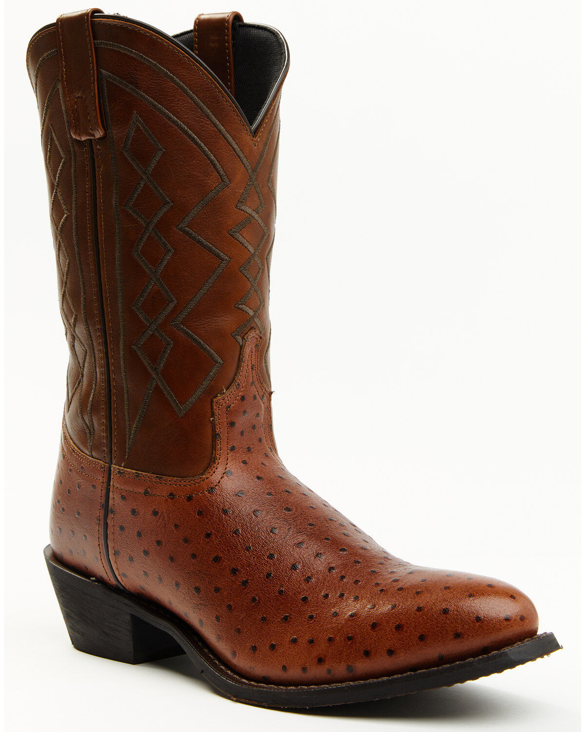 Image #1 - Laredo Men's Ostrich Print Performance Western Boots - Round Toe, Tan, hi-res