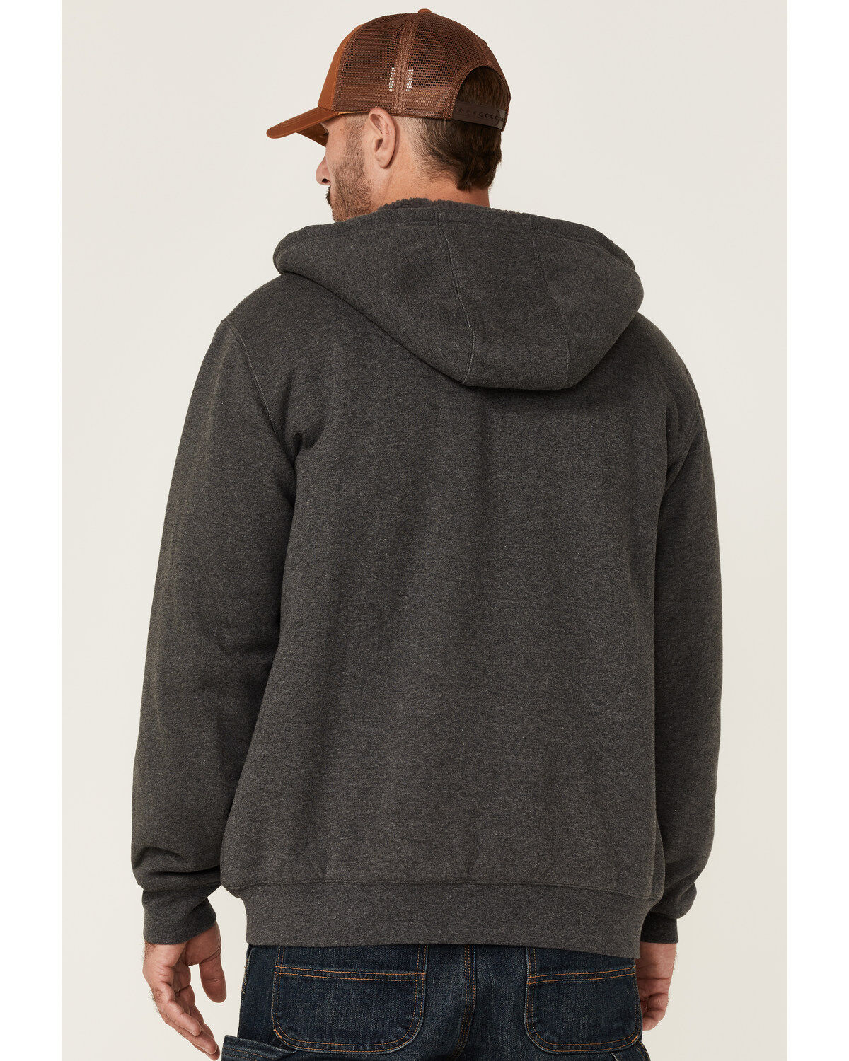 Image #4 - Hawx Men's Charcoal Sherpa-Lined Zip-Front Hooded Work Jacket, Charcoal, hi-res