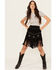 Image #1 - Scully Women's Fringe Concho Studded Suede Skirt , Black, hi-res