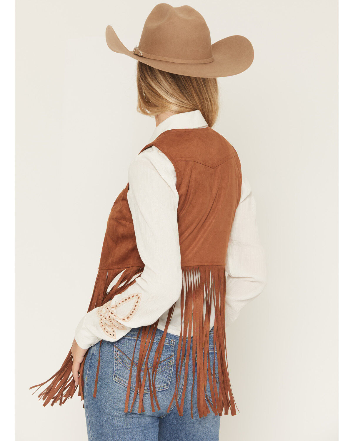 Image #6 - Idyllwind Women's Pike Boot Stitch Fringe Faux Suede Vest, Caramel, hi-res