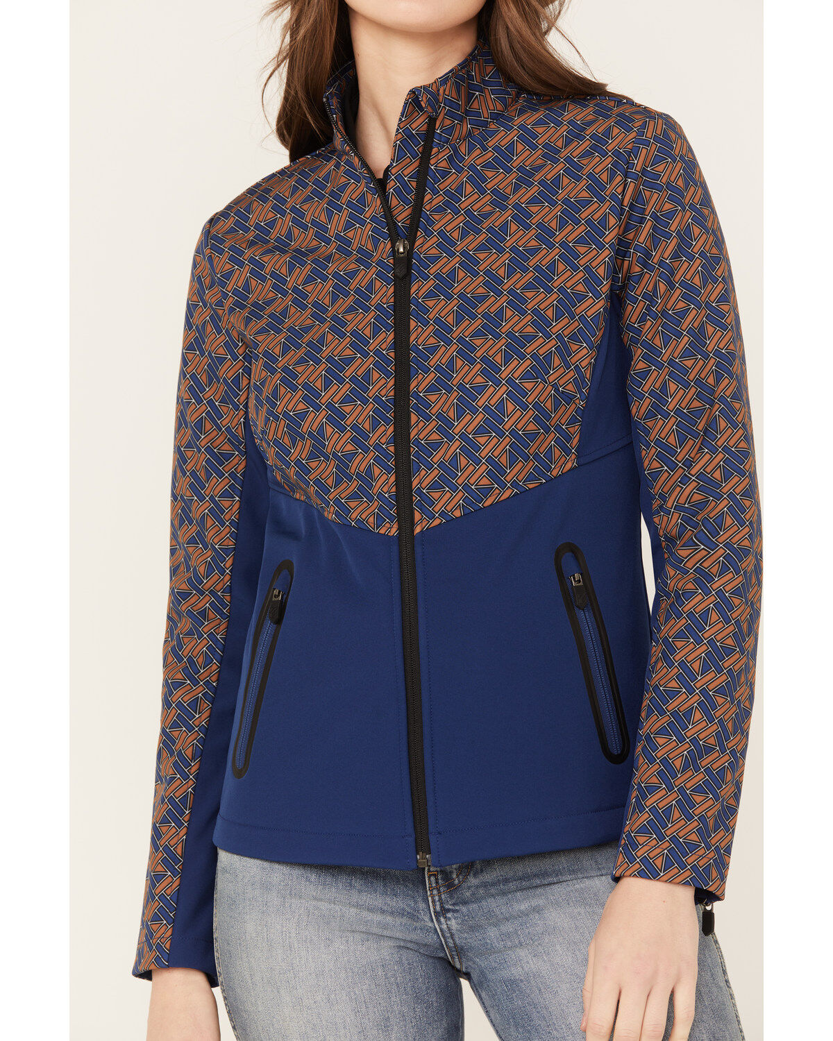 Image #3 - RANK 45&reg; Women's Fannie Geo Print Softshell Jacket, Royal Blue, hi-res