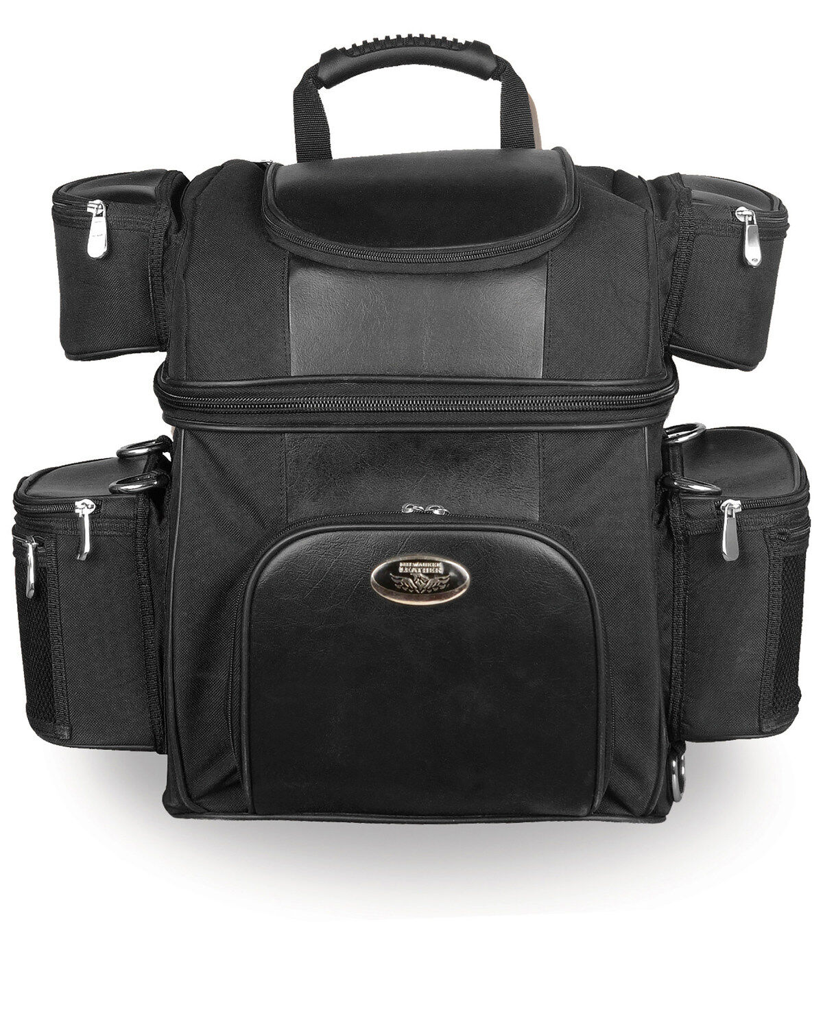 Milwaukee Leather Textile Double Barrel Motorcycle Sissy Bar Bag, Black, hi-res