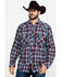 Image #1 - Resistol Men's Crook Small Plaid Long Sleeve Western Shirt, Light Blue, hi-res