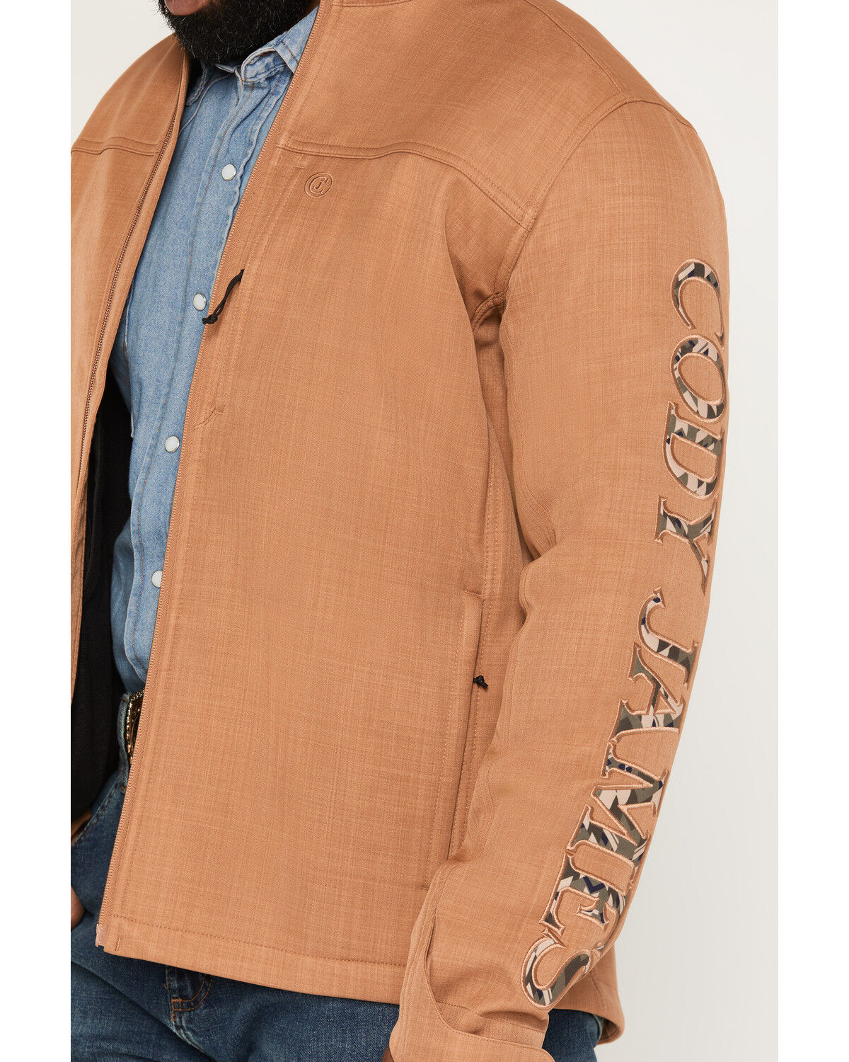 Image #3 - Cody James Men's Tulsa Textured Logo Softshell Jacket, Tan, hi-res