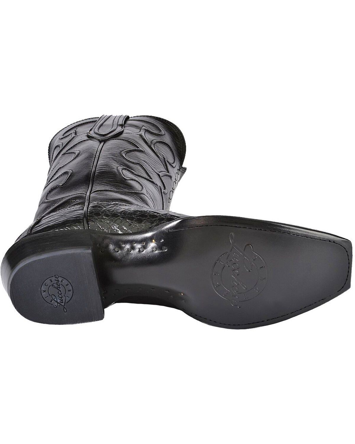 Image #6 - Lucchese 1883 Charles Croc Belly Western Boots - Square Toe, Black, hi-res