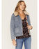 Image #1 - Idyllwind Women's Light Wash Reversible Sherpa Blanket Denim Jacket, Light Wash, hi-res