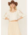 Image #1 - Shyanne Women's Embellished Tie Front Peasant Top , Cream, hi-res