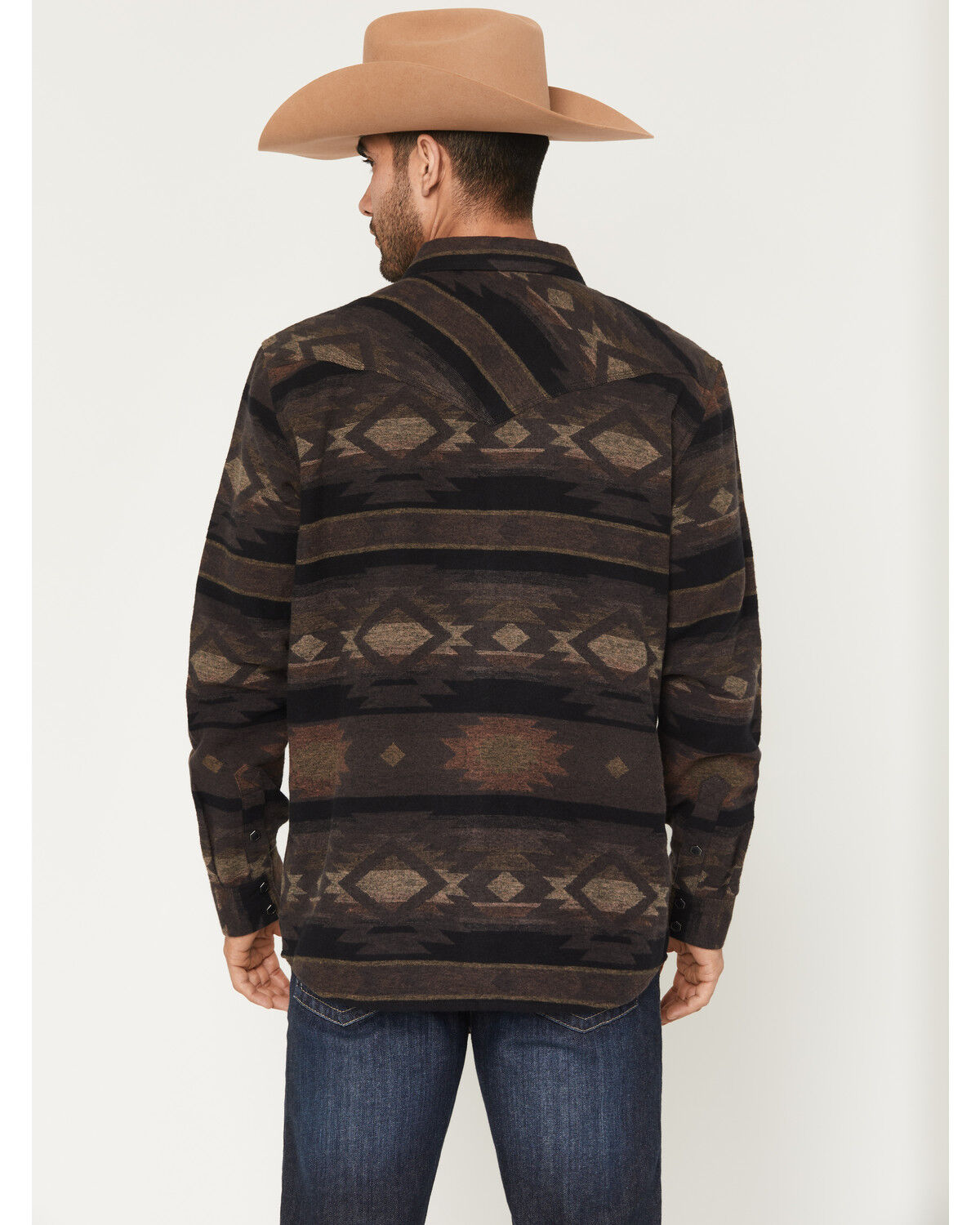 Image #4 - Moonshine Spirit&reg; Men's Denver Tonal Southwestern Print Long Sleeve Snap Flannel Shirt, Brown, hi-res