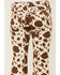 Image #4 - Rock & Roll Denim Girls' Cow Print Flare Stretch Denim Jeans, Brown, hi-res