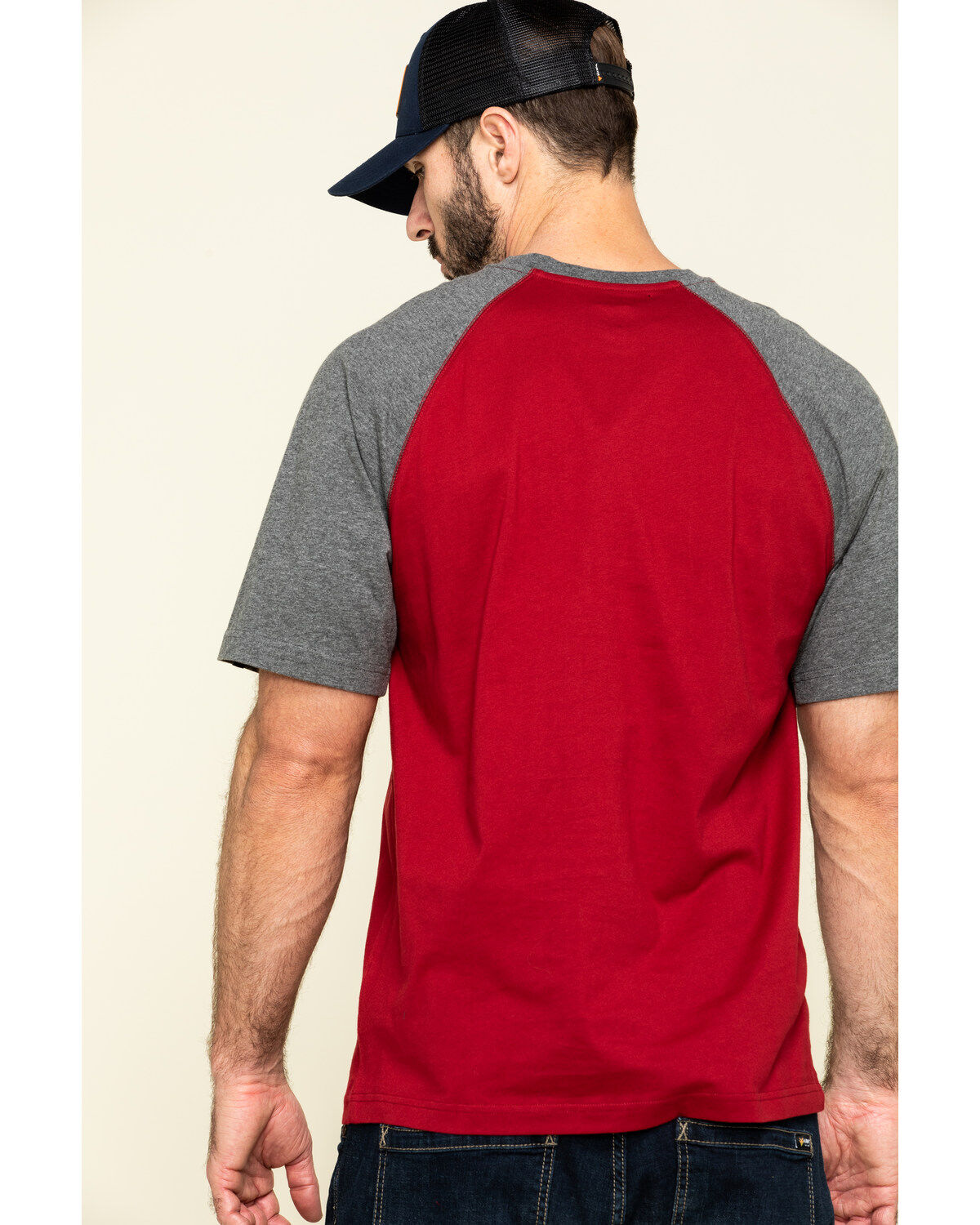 Image #2 - Hawx Men's Red Midland Short Sleeve Baseball Work T-Shirt, Red, hi-res