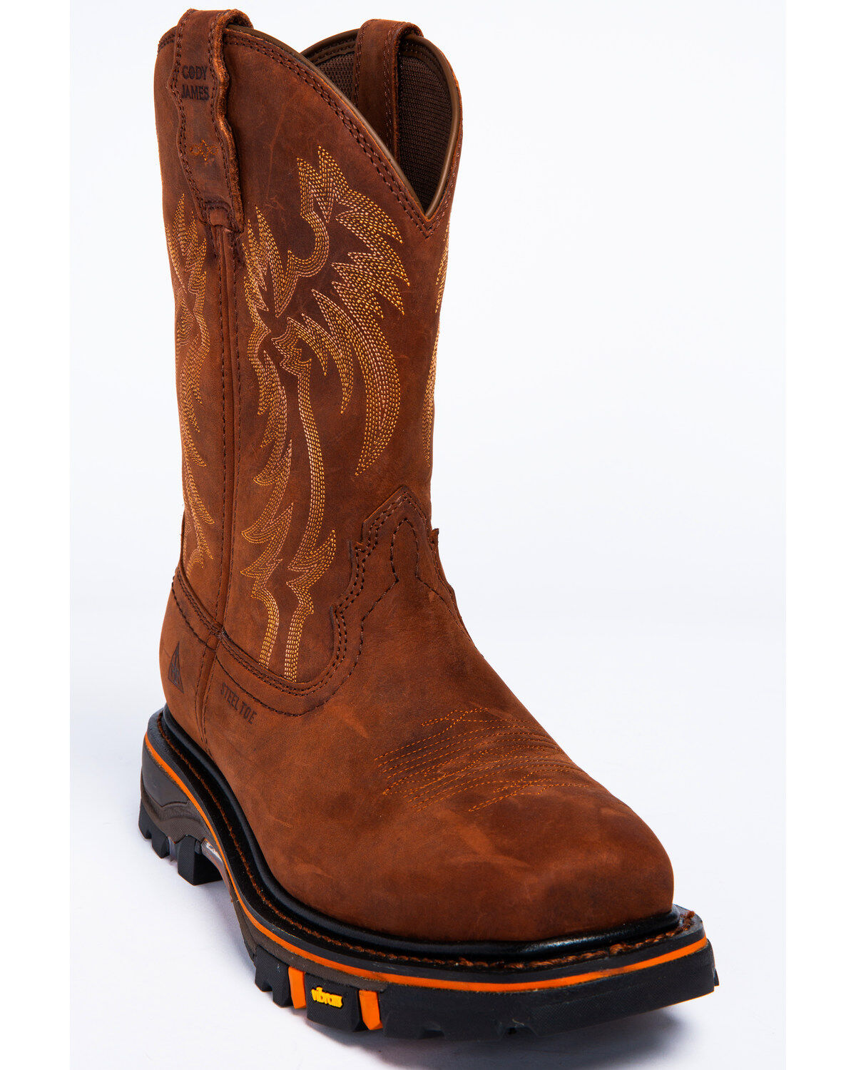 Cody James Men's 11" Decimator Western Work Boots - Steel Toe, Brown, hi-res