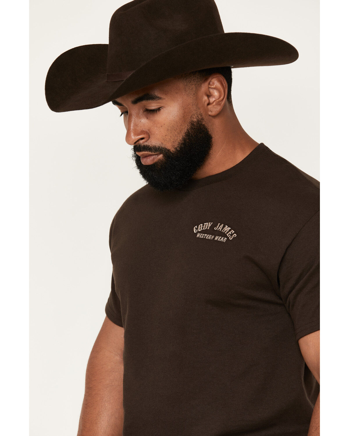 Image #2 - Cody James Men's Embroidered Text Short Sleeve Graphic T-Shirt, Dark Brown, hi-res