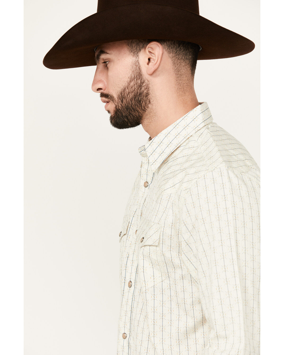 Image #2 - Moonshine Spirit&reg; Men's Uptown Geo Dobby Striped Print Long Sleeve Snap Western Shirt, Cream, hi-res