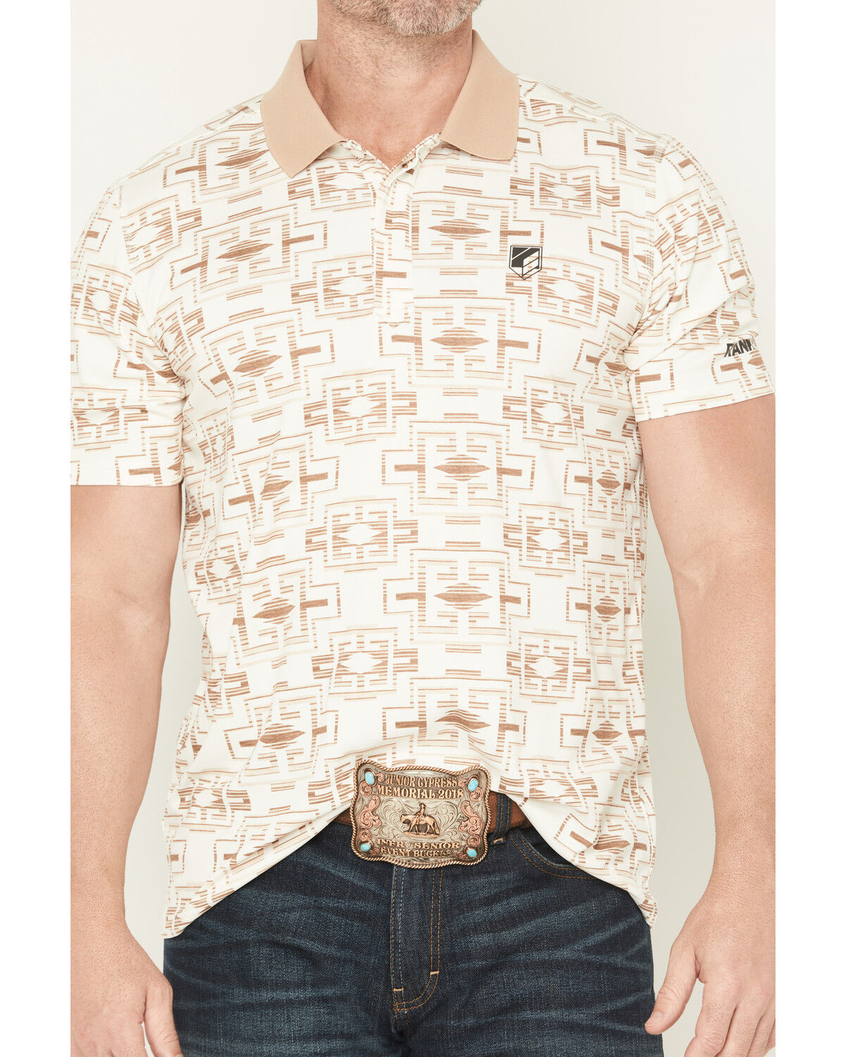 Image #3 - RANK 45&reg; Men's Shoot All Over Southwestern Print Short Sleeve Button-Down Polo, Oatmeal, hi-res