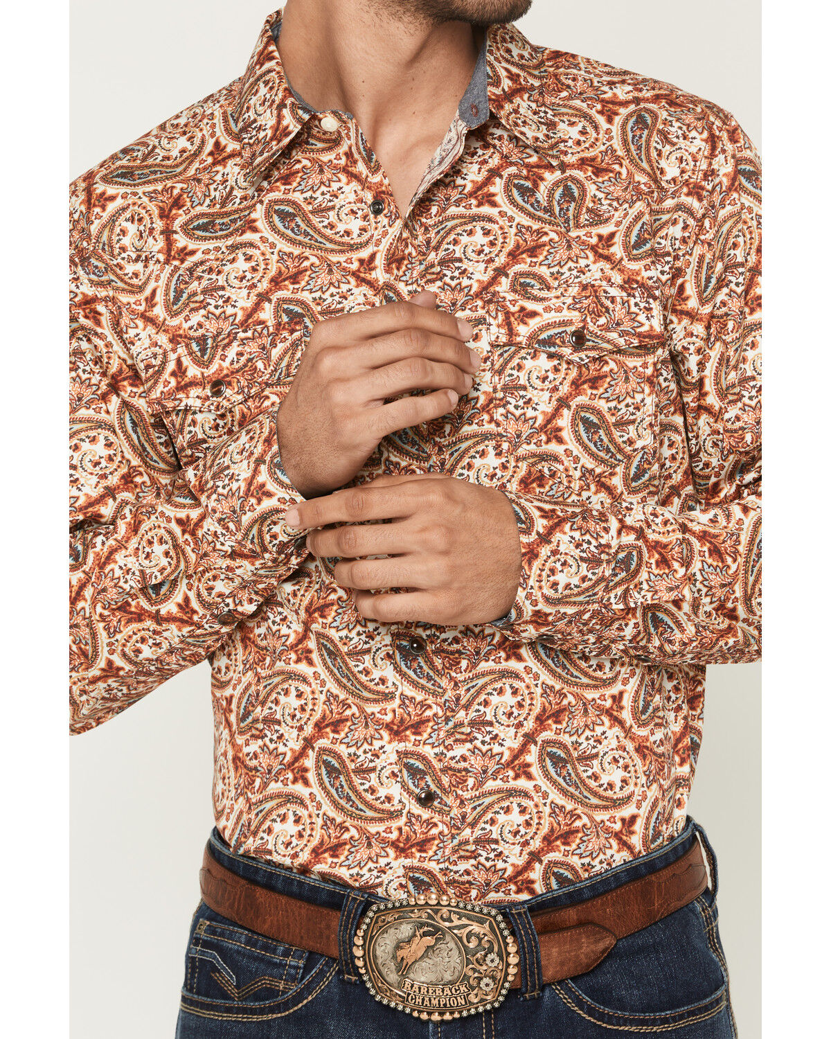 Image #3 - Cody James Men's Cowboy Boogie Paisley Print Long Sleeve Snap Western Shirt, Red, hi-res