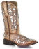 Image #1 - Corral Girls' Shiny Inlay Western Boots - Square Toe, Tan, hi-res