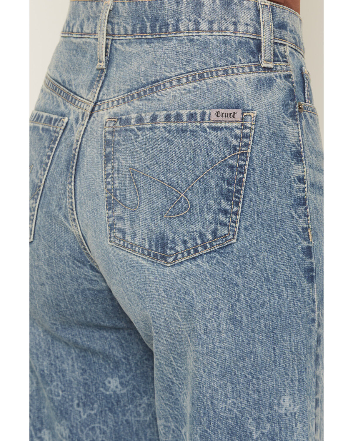Image #4 - Cruel Girl Women's Medium Wash Casey High Rise Branded Straight Denim Jeans, Medium Wash, hi-res