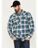 Image #1 - Cody James Men's FR Check Plaid Print Long Sleeve Pearl Snap Work Shirt - Big & Tall, Blue, hi-res