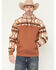 Image #1 - RANK 45&reg; Men's Dusted Southwestern Print Color Block Hooded Sweatshirt, Cognac, hi-res