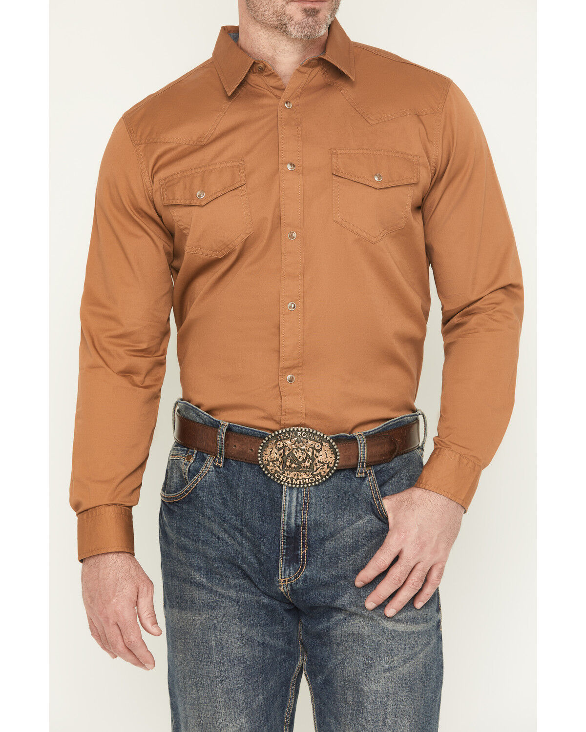 Image #3 - Cody James Men's Treadstone Solid Long Sleeve Snap Western Shirt - Big, Camel, hi-res
