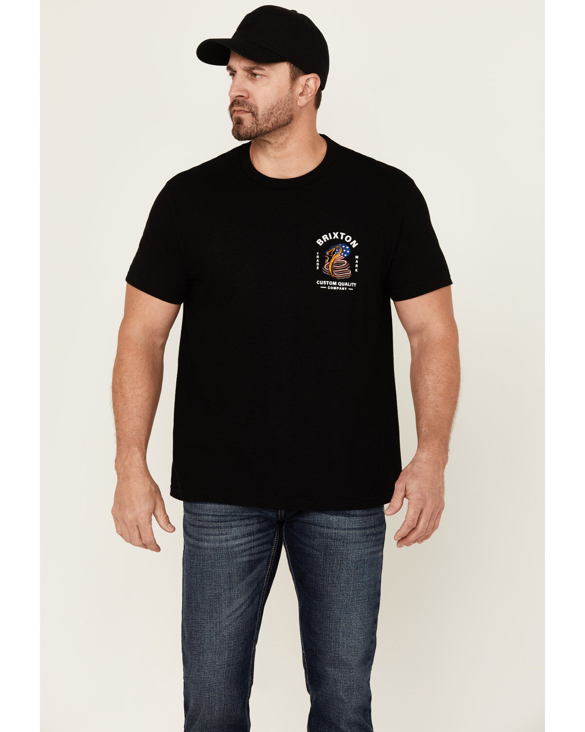 Image #1 - Brixton Men's Boot Barn Exclusive Americobra Short Sleeve Graphic T-Shirt, , hi-res