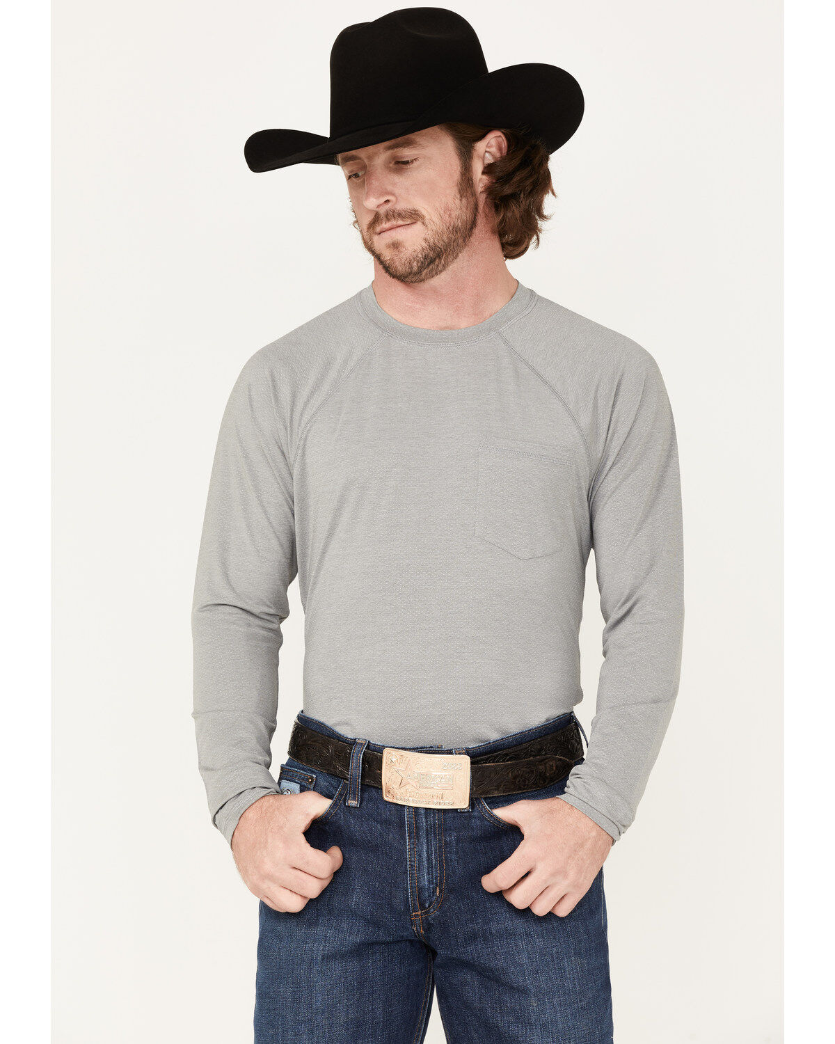 Image #1 - RANK 45&reg; Men's Solid Performance Long Sleeve T-Shirt, Charcoal, hi-res