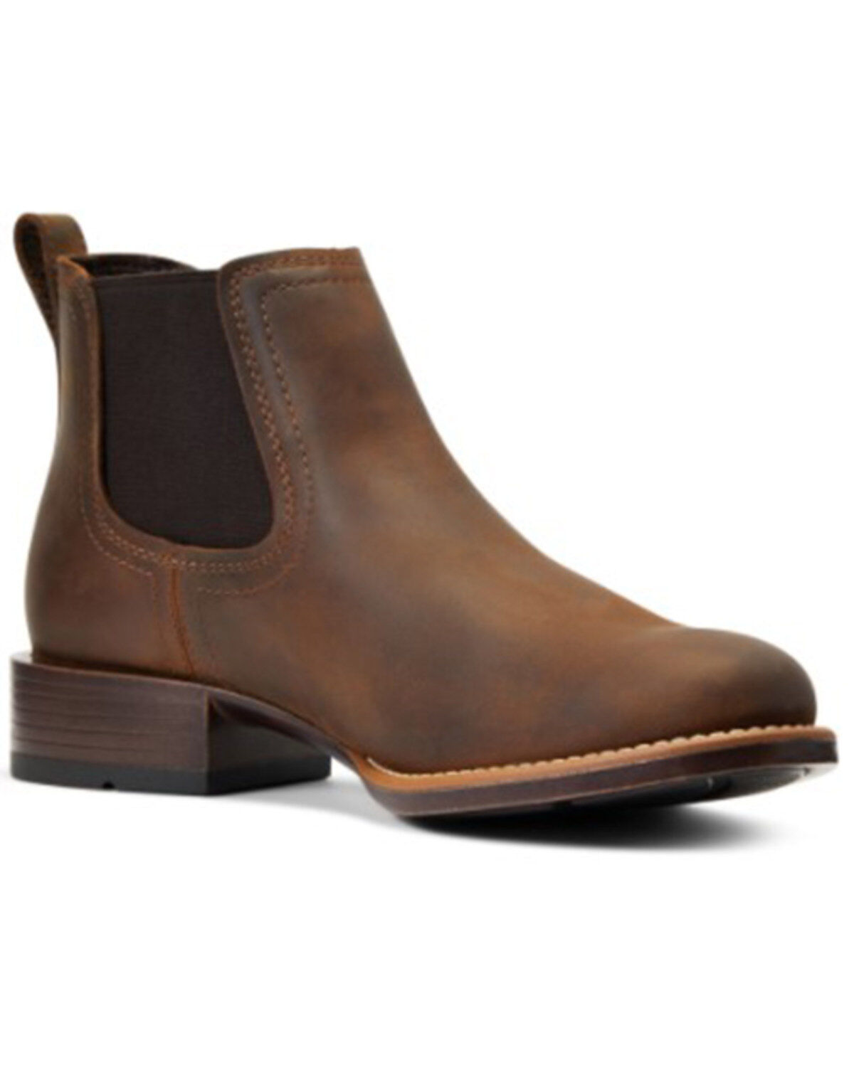 Ariat Men's Booker Distressed Brown Ultra Full-Grain Leather Ankle Boot - Round Toe, Brown, hi-res