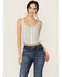 Image #1 - Rock & Roll Denim Women's Chevron Striped Sleeveless Cropped Tank Top , Tan, hi-res