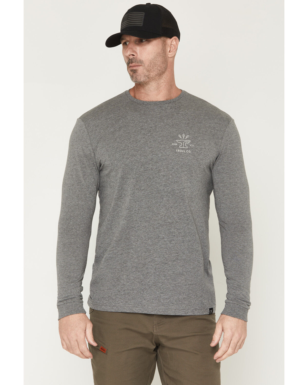 Image #2 - Troll Co Men's Twisting Wrenches Long Sleeve Graphic Work T-Shirt, Charcoal, hi-res