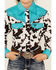 Image #3 - Cowgirl Hardware Girls' Moody Cow Print Long Sleeve Snap Western Shirt, Turquoise, hi-res