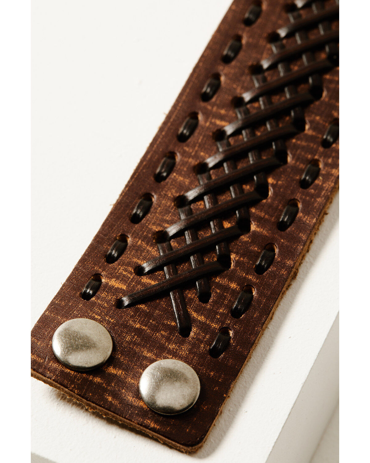 Image #2 - Moonshine Spirit&reg; Men's Brown Leather Lace Bracelet, Brown, hi-res