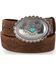 Image #1 - Justin Women's Navajo Heart Leather Belt, Bark, hi-res