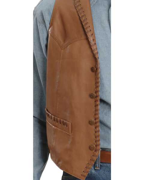 Image #2 - Scully Men's Whipstitch Leather Lapel Vest, Tan, hi-res