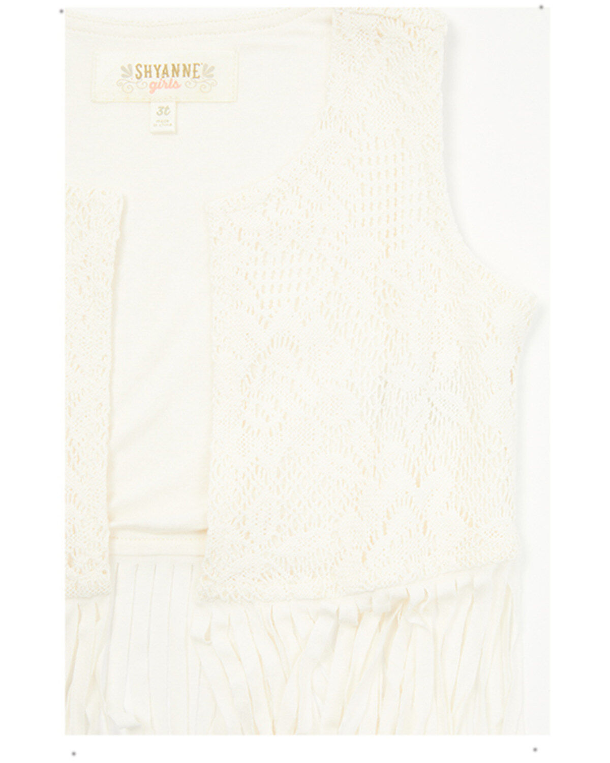 Image #2 - Shyanne Toddler Girls' Flawless Fringe Lace Vest, Cream, hi-res