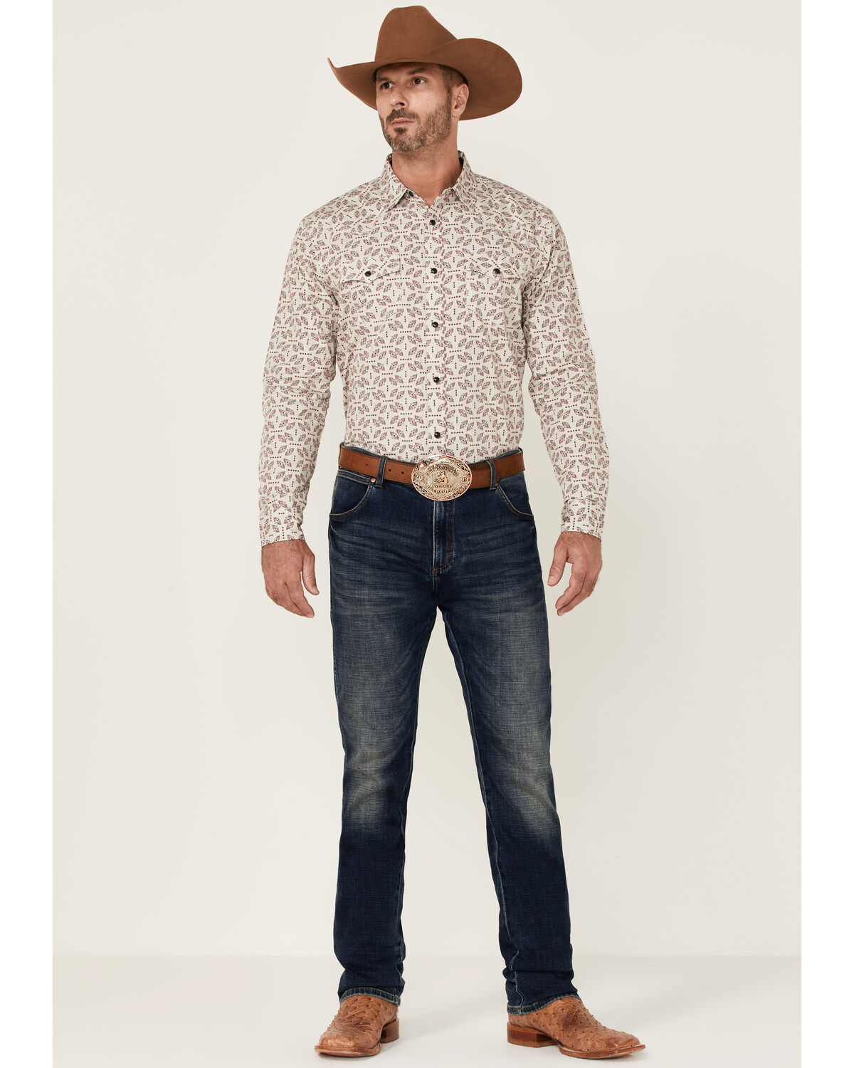 Image #2 - Moonshine Spirit&reg; Men's Sundial Southwestern Geo Print Long Sleeve Snap Western Shirt, Ivory, hi-res