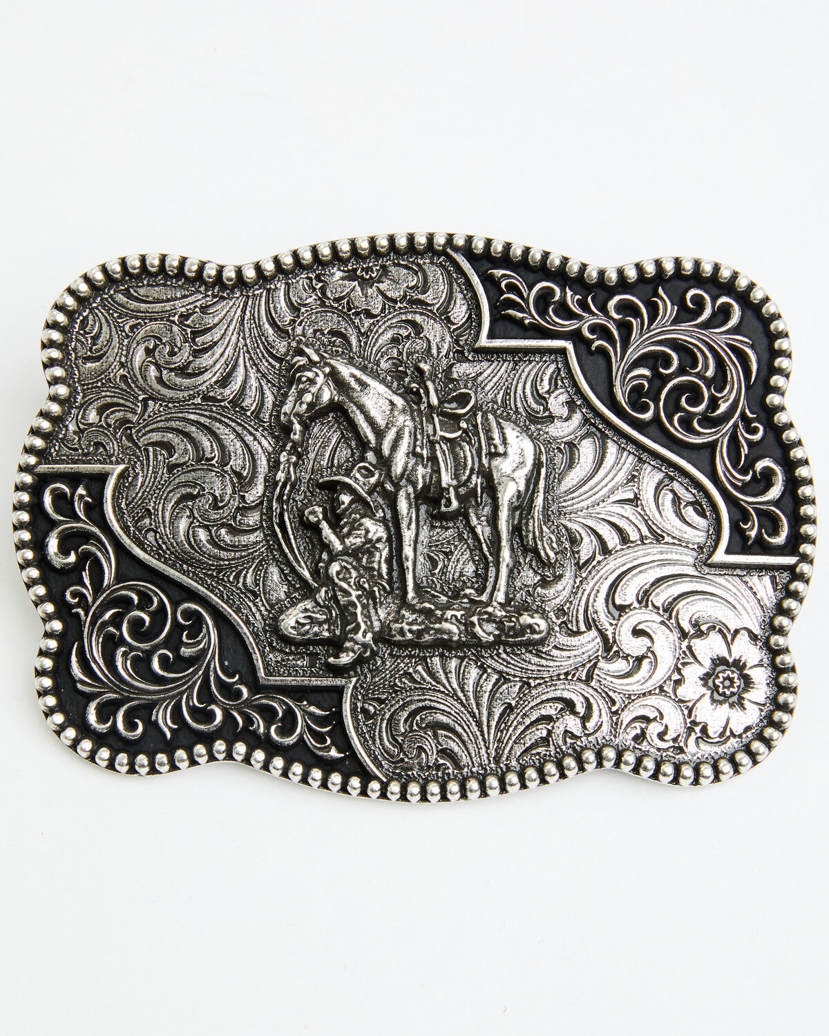 Cody James Kneeling Cowboy Belt Buckle, Silver, hi-res