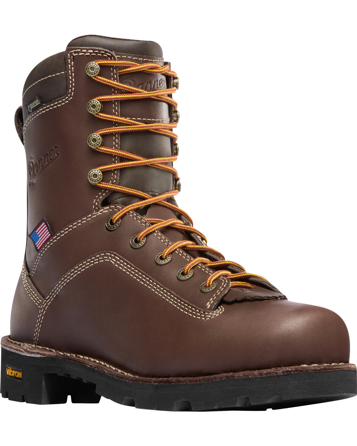 Image #1 - Danner Men's Quarry USA 8" Work Boots - Alloy Toe, Brown, hi-res