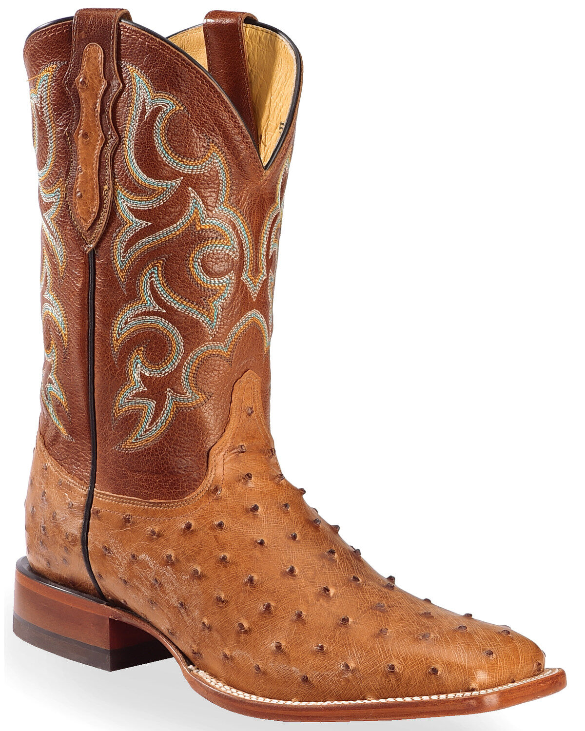 Justin Men's Full Quill Ostrich Western Boots, Cognac, hi-res