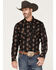 Image #1 - Dale Brisby Men's Antler Bull Skull Print Long Sleeve Snap Stretch Western Shirt, Black, hi-res