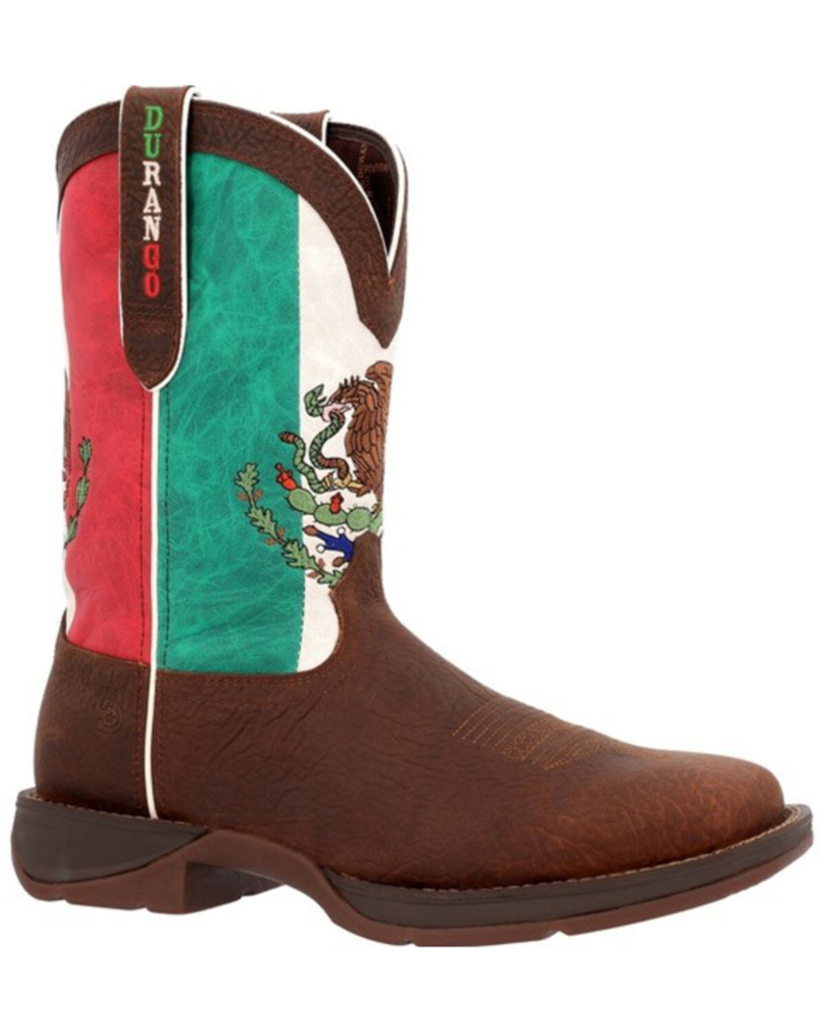 Durango Men's Rebel Mexico Flag Shaft Performance Western Boots - Broad Square Toe, Brown, hi-res