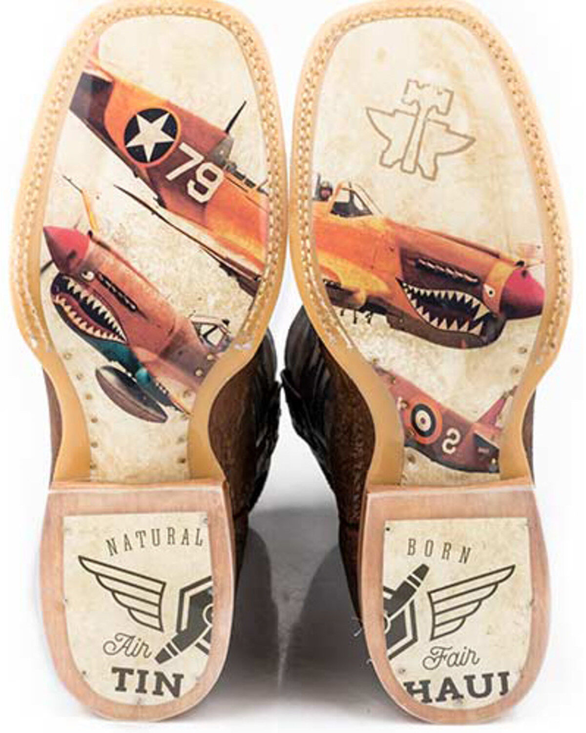Image #2 - Tin Haul Men's Warhawk Western Boots - Broad Square Toe, Brown, hi-res